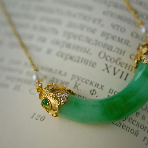 龢盒原创 老翡翠18k金镶微笑锁骨链 商品图2