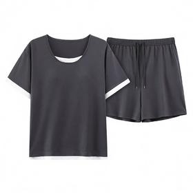 带胸垫睡衣女夏季薄款凉感短袖短裤可外穿莫代尔棉简约家居服套装