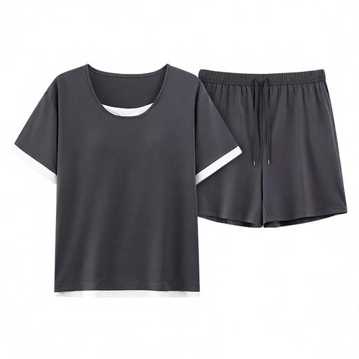 带胸垫睡衣女夏季薄款凉感短袖短裤可外穿莫代尔棉简约家居服套装 商品图0
