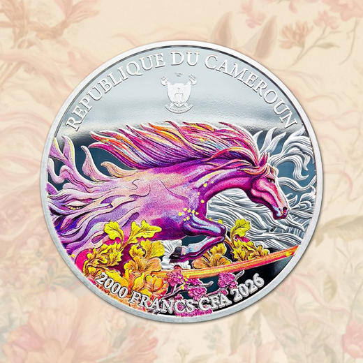 2026喀麦隆马年纪念币 3D立体金马颜值炸裂！带透明外罩、射灯包装盒证书 商品图2