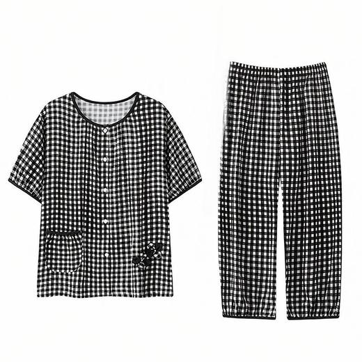 带胸垫睡衣女夏季开衫短袖七分裤2026年新款高级感甜美套装家居服 商品图4