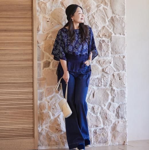 【林栖设计小店】蓝印雅意|梅兰竹菊复古优雅飞片拼接2026夏新款衬衫上衣 商品图1