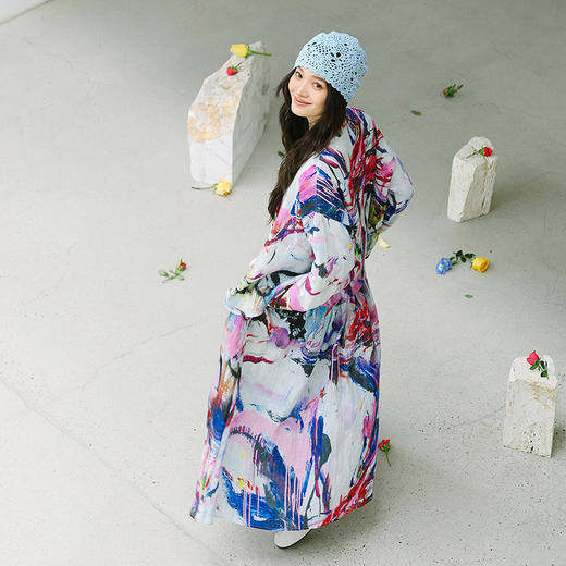 绽放173朵/「余味-2」花衬衫*zijun联名系列竖纹亚麻印花长袖衬衣 商品图2