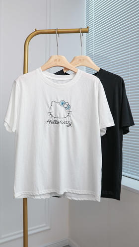 猫咪tee|减龄韩系kt刺绣T恤