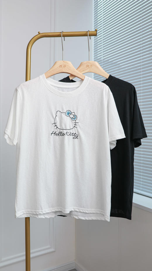 猫咪tee|减龄韩系kt刺绣T恤 商品图0