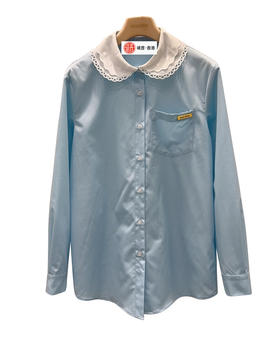 女款蕾丝边领长袖衬衫la017