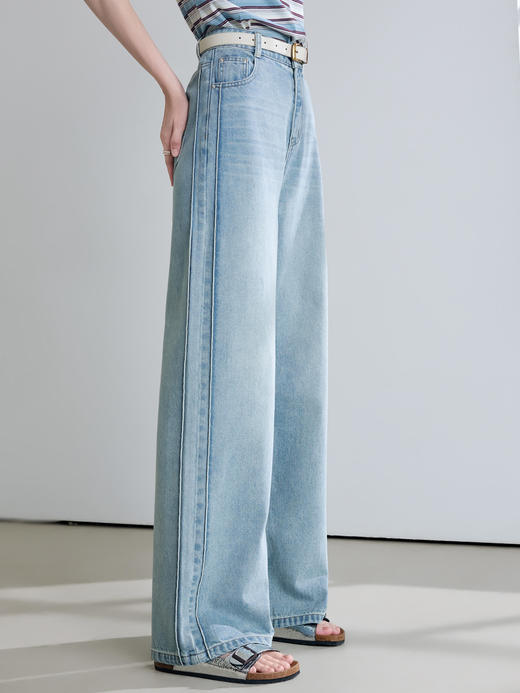 【百图lulu定制】【六好神裤】高含棉量 水洗磨白 垂感足 双拼线 显腿长 牛仔裤 商品图2