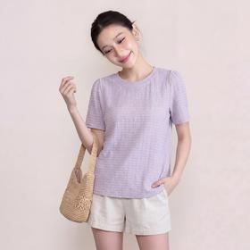 奢姿大码女装2026夏季减龄钉珠织带圆领T恤胖妹妹肌理感时尚上衣9962172135