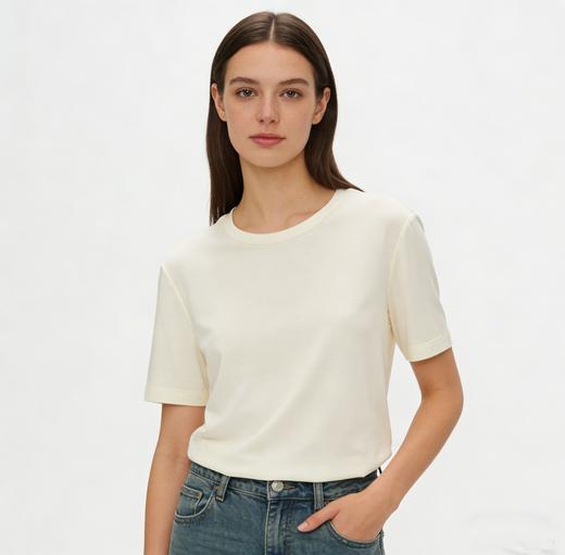 糯感醋酸绵羊毛高弹女士短袖T恤 商品图5