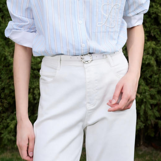 三彩2026新款白色皮质腰带圆形麻花窄版束腰配裤装法式温柔清新女 商品图4