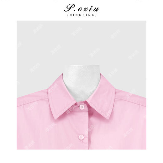 100%棉复古法式通勤简约百搭翻领长袖衬衫 W-63792 商品图2