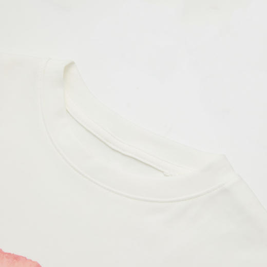 西遇2026夏新款水彩花卉印花短袖T恤女宽松休闲百搭显瘦白色上衣E0060273 商品图5