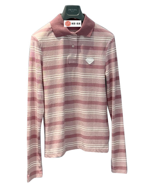 女款珠地棉条纹Polo衫fe020 商品图0