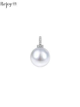 【日本溯源之旅】18k金澳白珍珠钻石吊坠14-15mm 钻石分数:0.07ct（展会产品拍下后不支持7天无理由退换货）