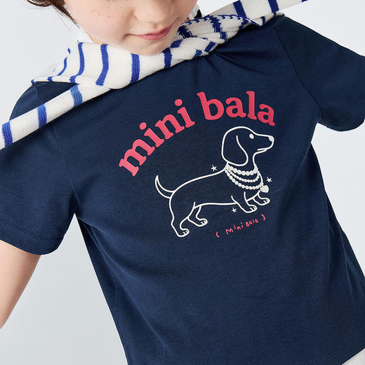 迷你巴拉巴拉女童短袖T恤棉弹透气抑菌可爱动物萌宠上衣2026夏装 商品图4