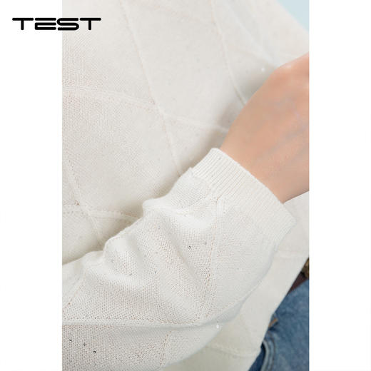 夏上新菱格烫钻针织衫温柔风宽松长袖百搭针织1262009 商品图4