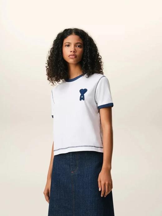 【xjwm1】情侣新款夏日爱心刺绣复古圆领短袖T恤！！ 商品图0