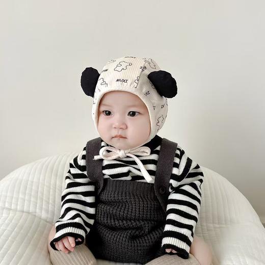 婴儿帽子春秋薄款女宝宝婴幼儿胎帽新生囟门春秋季防风护耳帽男宝 商品图1