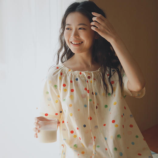 全棉双层纱~春夏纯棉短袖睡裙女士 透气纱布短袖睡衣夏天夏款全棉家居服夏 商品图4