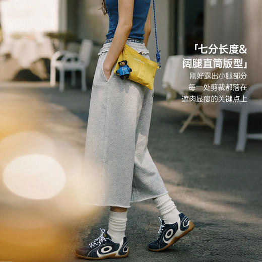 马登美式灰色低双腰头直筒阔腿七分裤中卫裤休闲木耳边裤子女士夏 商品图2