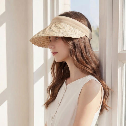 三彩2026新款空顶大帽檐遮阳帽休闲海边沙滩出游夏编织帽子鸭舌女 商品图2