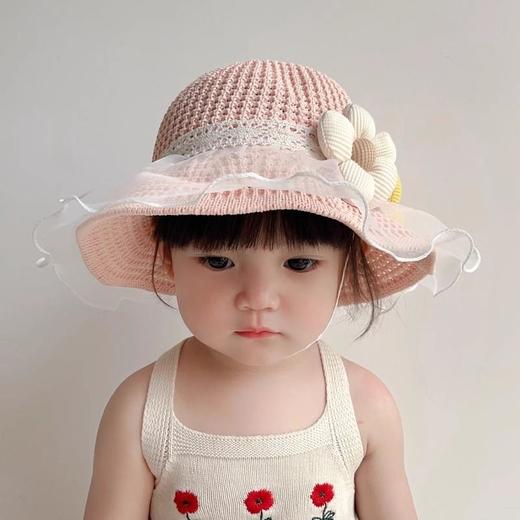 宝宝防晒帽儿童帽子夏季女童遮阳草帽夏天外出太阳帽沙滩帽女孩草3岁-8岁 商品图2