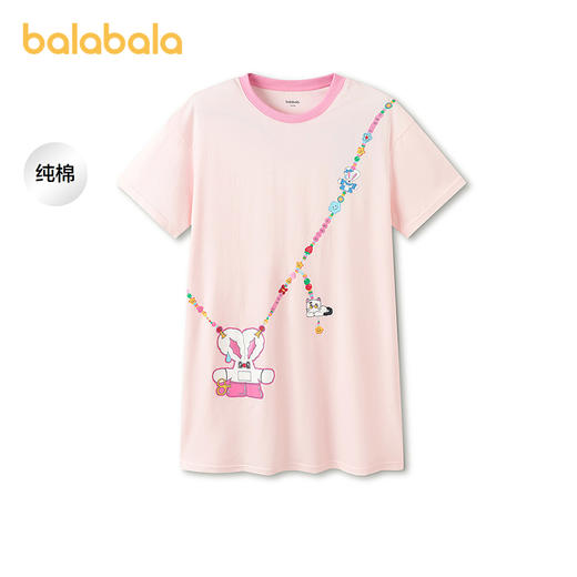 【商场同款】巴拉巴拉女童睡裙夏新款儿童家居裙子空调服纯棉舒适 商品图0