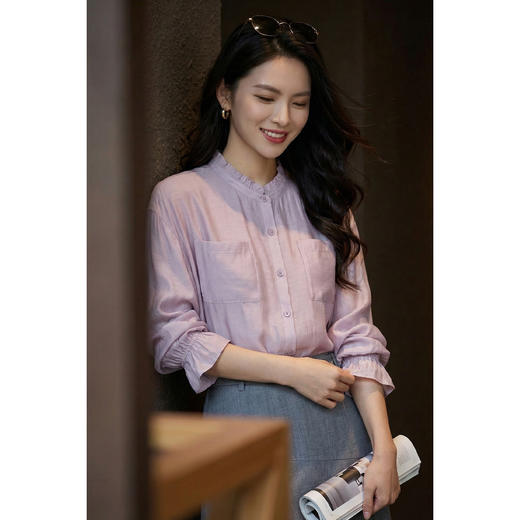 天丝亚麻真丝混纺防晒衬衫 米思阳2026春夏新款罩衫衬衣白色可外搭可单穿衬衫上衣女1181 商品图1