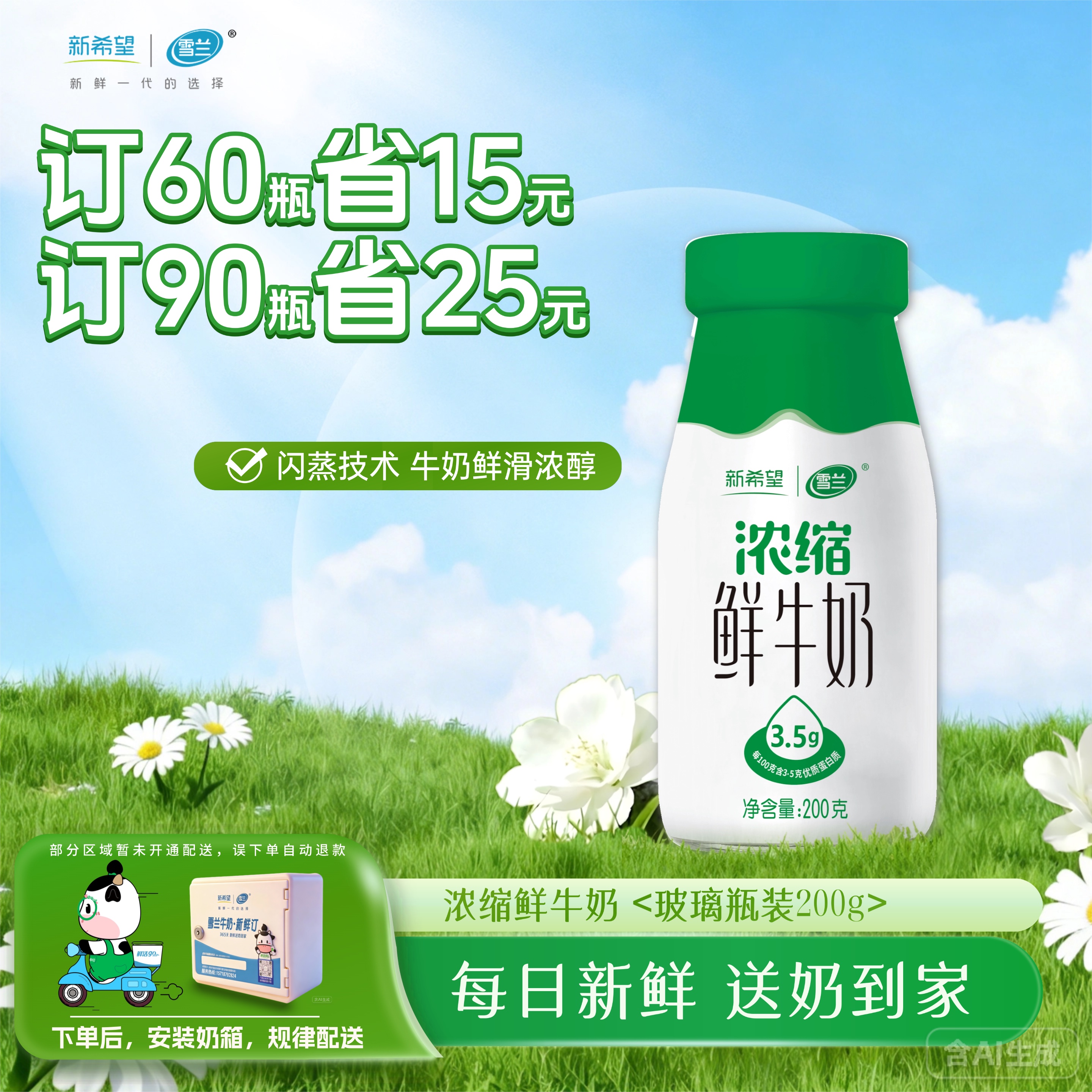 浓缩鲜奶 | 玻璃瓶200g  订奶每日送奶上门