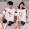 华夫格情侣睡衣夏季短袖棉质薄款大码宽松男女士套装卡通家居服夏 商品缩略图3