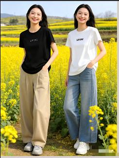 680W36新款长绒棉字母短袖T 商品图2