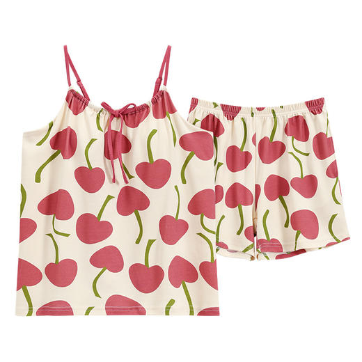 睡衣女夏吊带套装带胸垫无袖女士两件套棉质夏天薄款家居服 商品图4