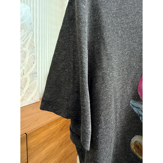 柔软治愈 莱赛尔亚麻混纺短袖T恤美式复古小熊爱心印花T 商品图7