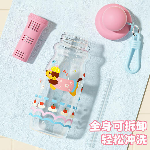 可爱卡通塑料杯萌宠学生浮球吸管杯创意男女生高颜值户外运动水壶 商品图1