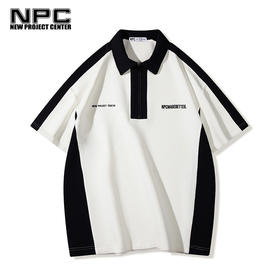 潮牌黑白拼色翻领POLO衫时尚休闲NP35TE10