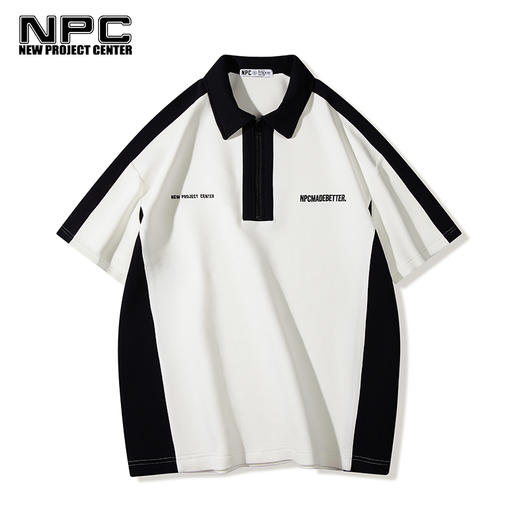 潮牌黑白拼色翻领POLO衫时尚休闲NP35TE10 商品图0