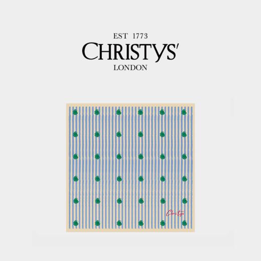 【新品】Christys'百年皇室品牌 100%桑蚕丝巾波点条纹小方巾 商品图2