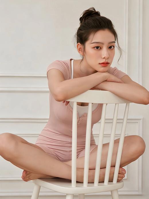 孕妇瑜伽连体衣短袖纽扣设计绝美漂亮瑜伽健身训练普拉提女 000LS369 商品图0