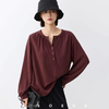 美茵凯琳·勃艮第红亚麻混纺阔版衬衫 | 时髦松弛感，春日氛围满满，时刻保持优雅体面! 商品缩略图3
