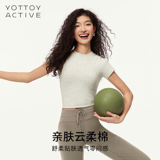 YOTTOY小蛮腰高棉短袖柔软修身瑜伽服运动跑步训练普拉提健身衣夏 商品图3
