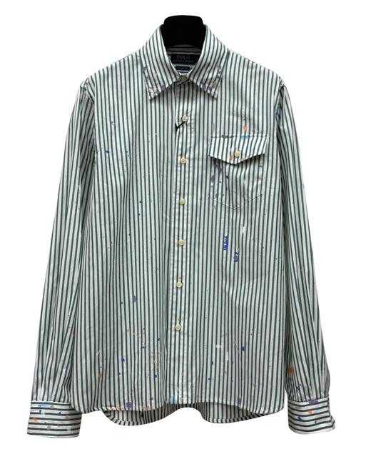 中性款条纹泼墨长袖衬衫lv 商品图0