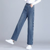 2026新款春季窄版阔腿牛仔裤女士大码胖mm弹力松紧腰宽松直筒裤子 商品缩略图2