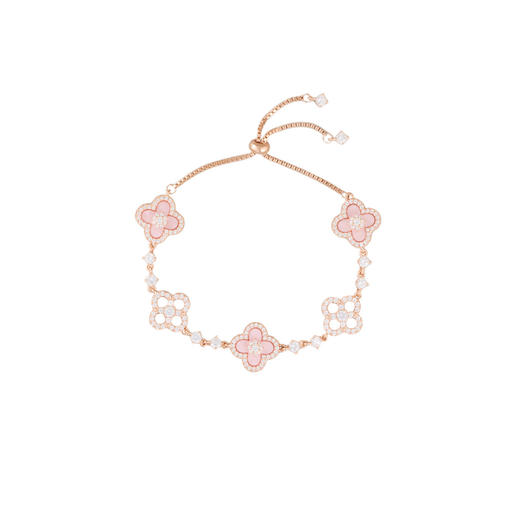 三彩2026新款浅粉轻甜四叶草海棠纹手链国风轻奢通勤幸运约会显贵 商品图4