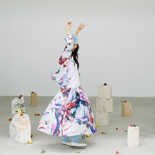 绽放173朵/「余味-2」花衬衫*zijun联名系列竖纹亚麻印花长袖衬衣 商品图3