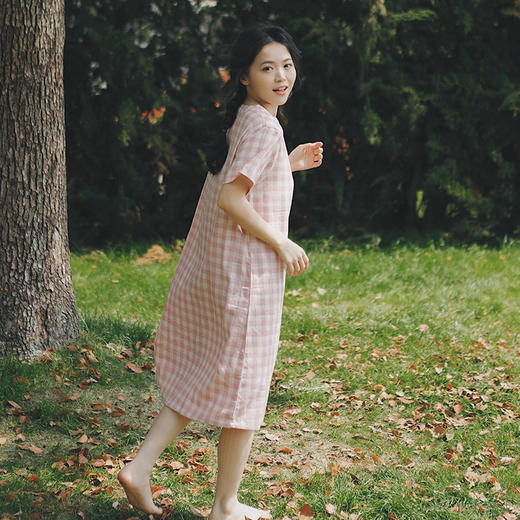 全棉双层纱~春夏纯棉短袖睡裙女士 透气纱布短袖睡衣夏天夏款全棉家居服夏 商品图6