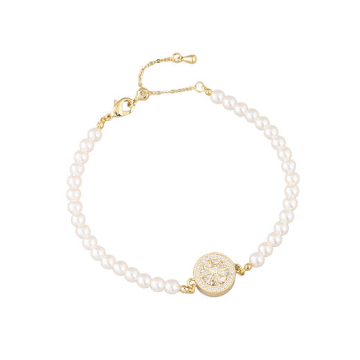 三彩2026新款八芒星珍珠手链轻奢精致简约个性通勤约会小众可调节 商品图3