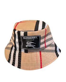 格纹刺绣渔夫帽zh007