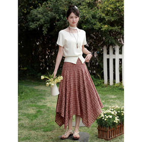 鹿向南【0405/20:00新品前1小时7折限量100件】红色格子半身裙