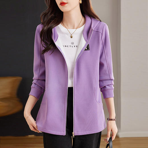 外套女春秋款连帽卫衣女2026新款爆款大码女装休闲开衫上衣中长款 商品图0