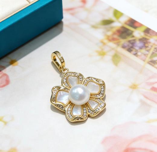 五叶草贝母吊坠 9-10mm淡水珍珠 幸运寓意 仙气森系 [发：70] 商品图0